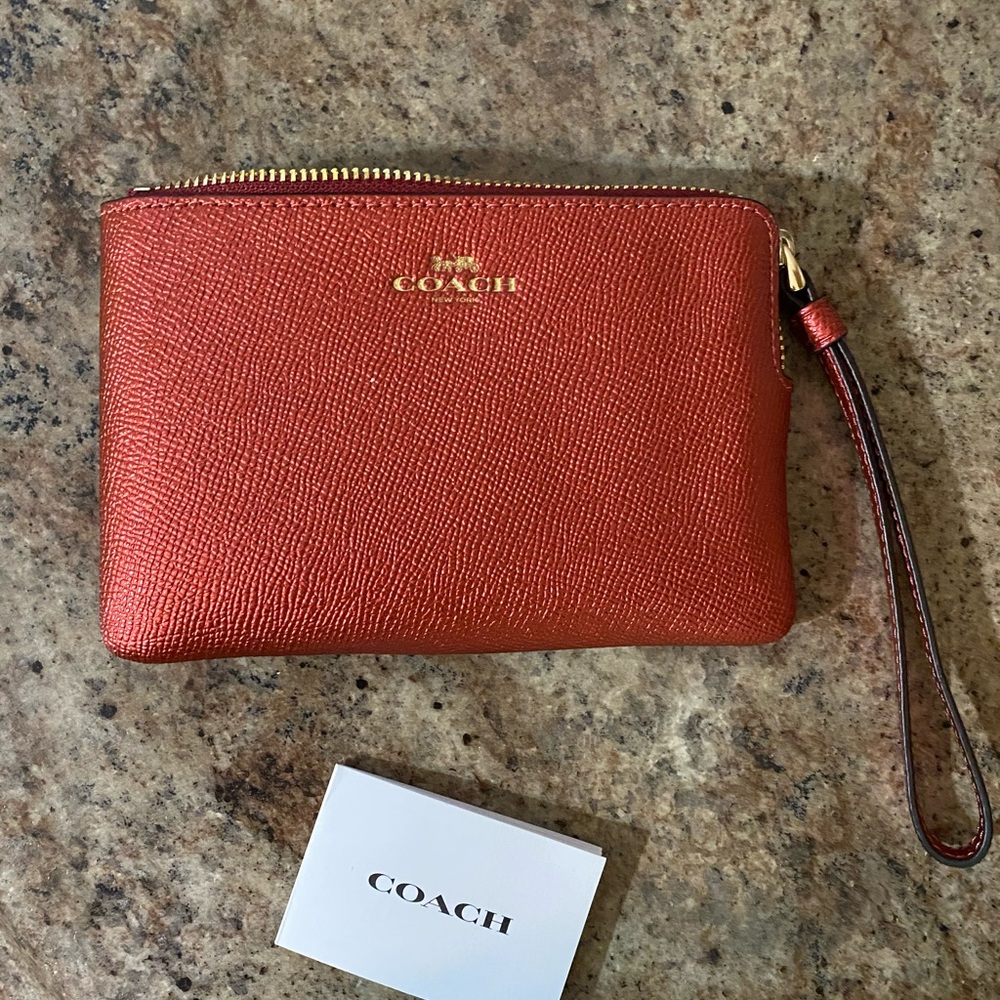 Coach Red Shimmer Wristlet